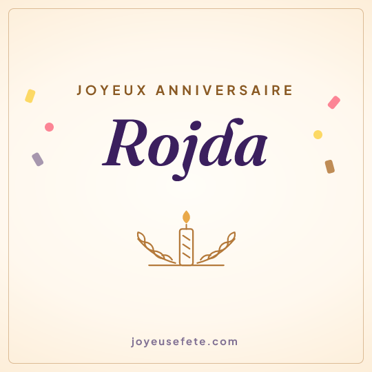 Image carrée « Joyeux anniversaire Rojda » pour WhatsApp