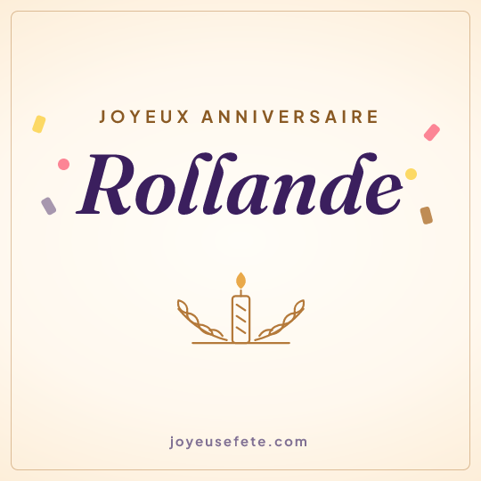 Image carrée « Joyeux anniversaire Rollande » pour WhatsApp