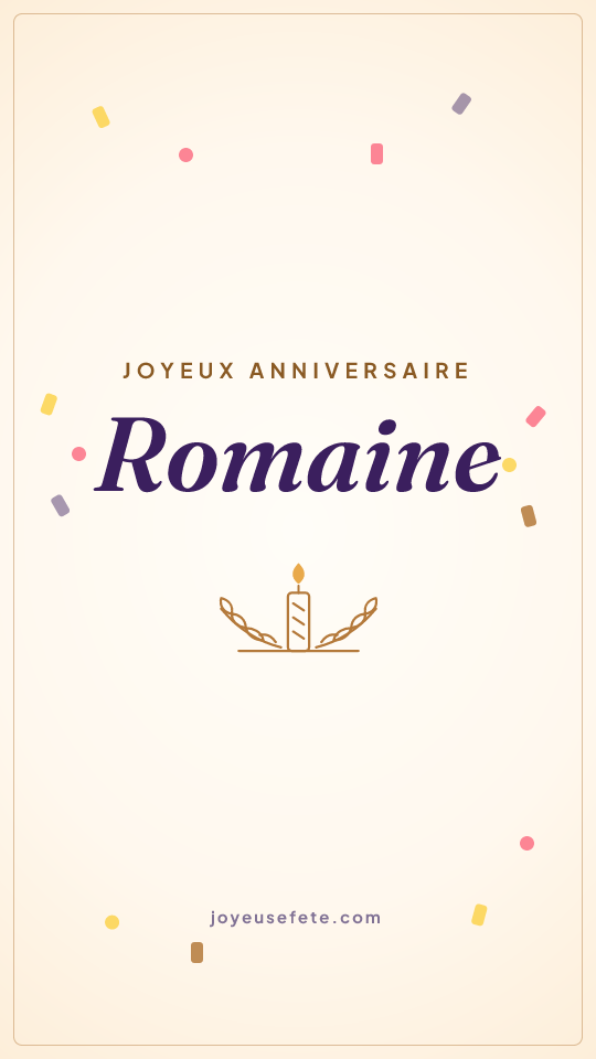 Image « Joyeux anniversaire Romaine » au format story