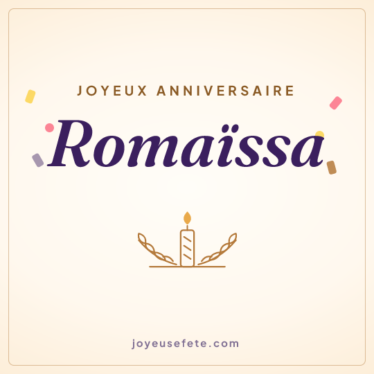 Image carrée « Joyeux anniversaire Romaïssa » pour WhatsApp