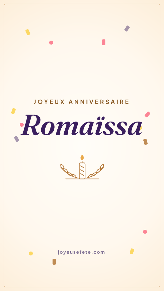 Image « Joyeux anniversaire Romaïssa » au format story