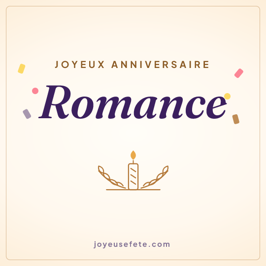 Image carrée « Joyeux anniversaire Romance » pour WhatsApp