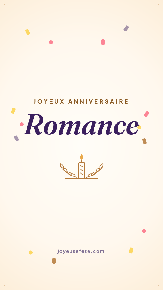 Image « Joyeux anniversaire Romance » au format story