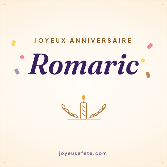 Image carrée « Joyeux anniversaire Romaric » pour WhatsApp