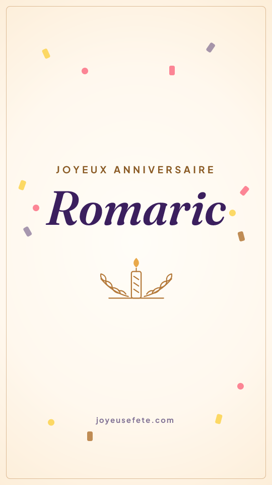 Image « Joyeux anniversaire Romaric » au format story