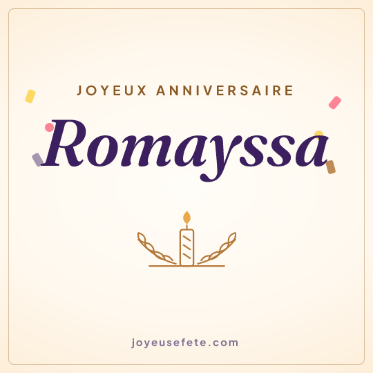 Image carrée « Joyeux anniversaire Romayssa » pour WhatsApp