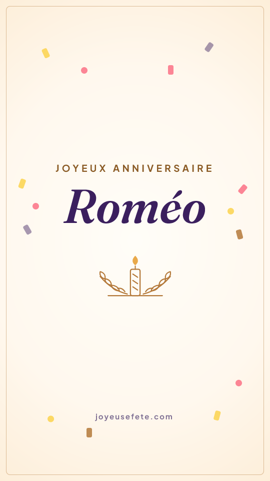 Image « Joyeux anniversaire Roméo » au format story