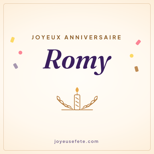 Image carrée « Joyeux anniversaire Romy » pour WhatsApp