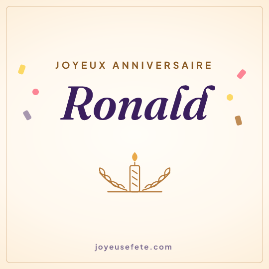 Image carrée « Joyeux anniversaire Ronald » pour WhatsApp