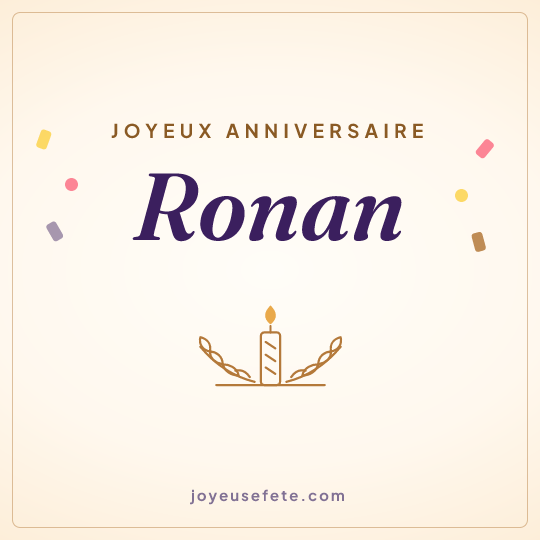 Image carrée « Joyeux anniversaire Ronan » pour WhatsApp