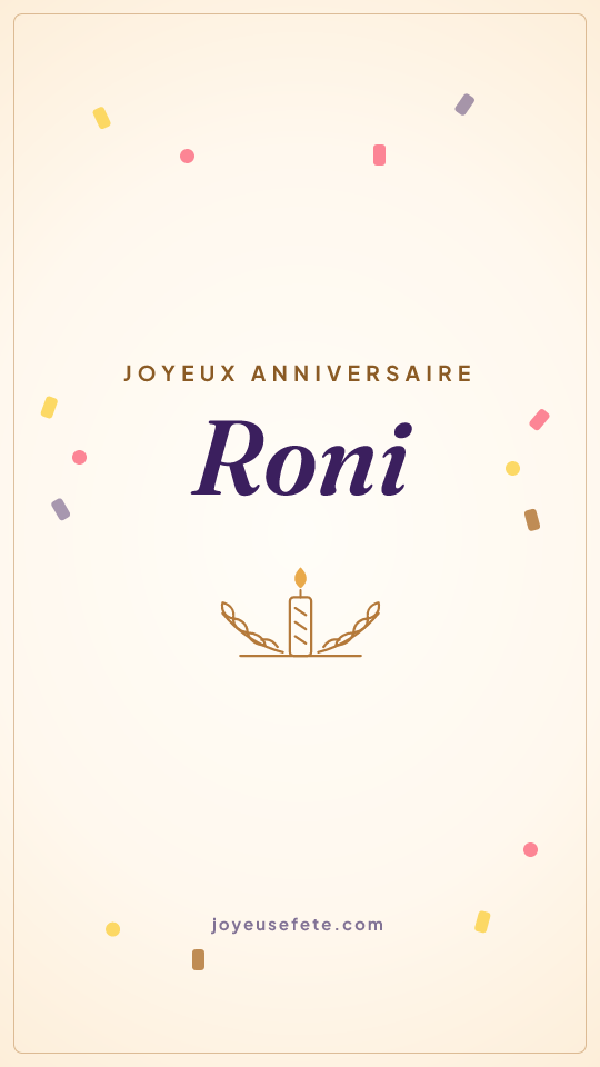 Image « Joyeux anniversaire Roni » au format story