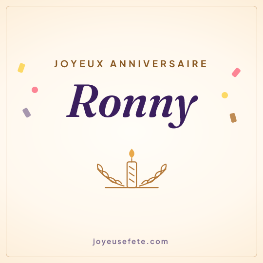 Image carrée « Joyeux anniversaire Ronny » pour WhatsApp