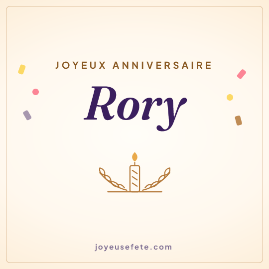 Image carrée « Joyeux anniversaire Rory » pour WhatsApp