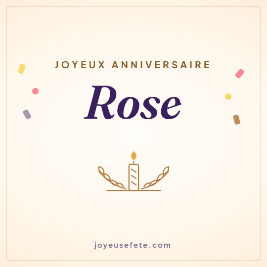 Image carrée « Joyeux anniversaire Rose » pour WhatsApp