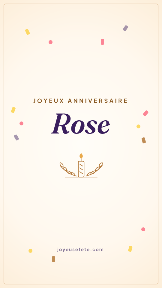 Image « Joyeux anniversaire Rose » au format story