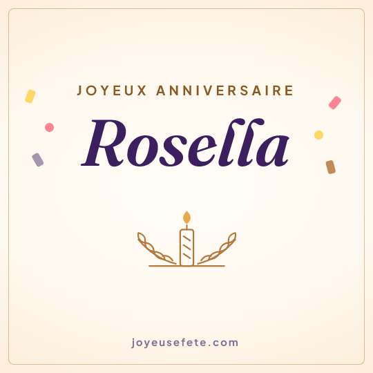 Image carrée « Joyeux anniversaire Rosella » pour WhatsApp