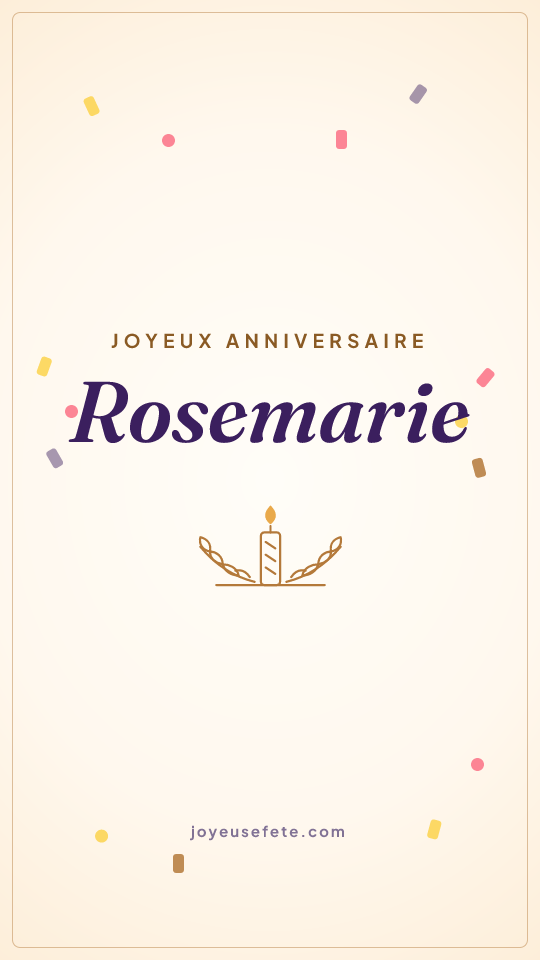 Image « Joyeux anniversaire Rosemarie » au format story