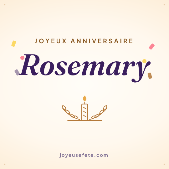 Image carrée « Joyeux anniversaire Rosemary » pour WhatsApp
