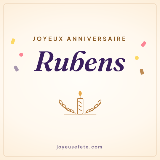 Image carrée « Joyeux anniversaire Rubens » pour WhatsApp