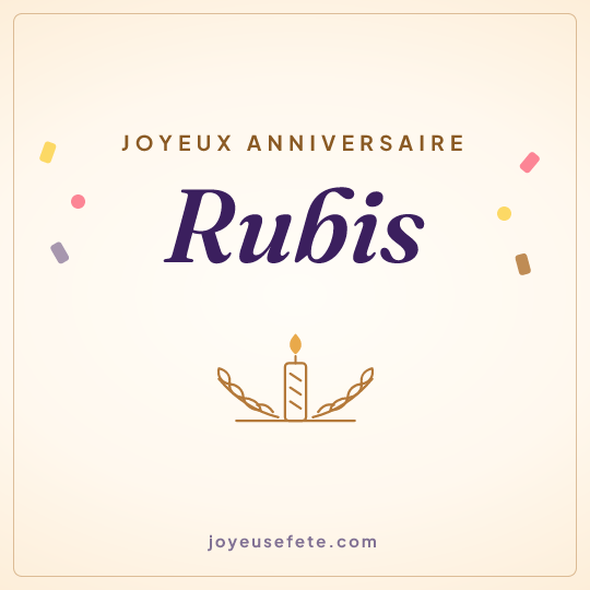 Image carrée « Joyeux anniversaire Rubis » pour WhatsApp