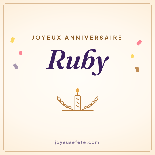 Image carrée « Joyeux anniversaire Ruby » pour WhatsApp