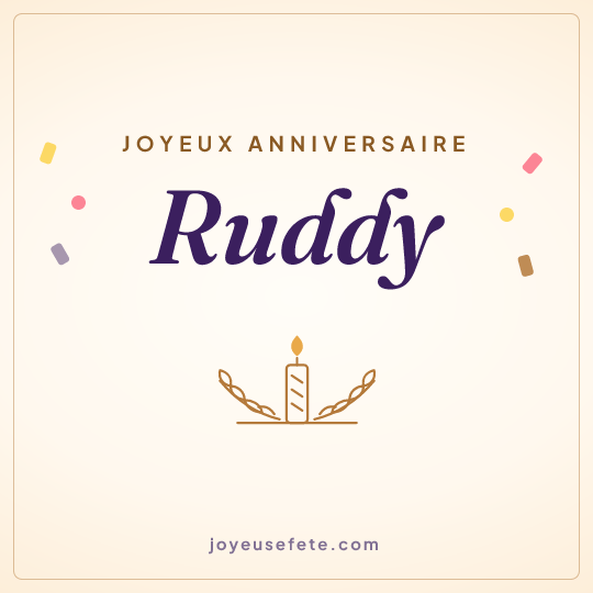 Image carrée « Joyeux anniversaire Ruddy » pour WhatsApp