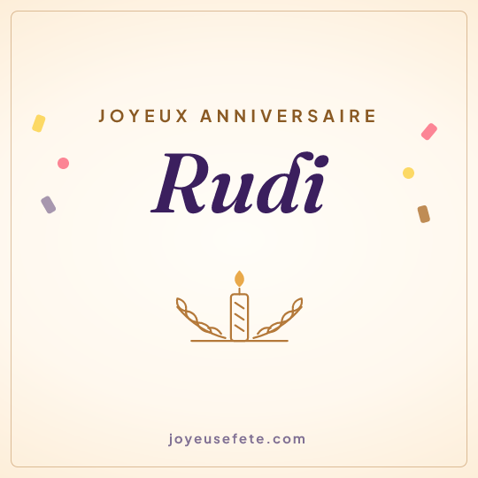 Image carrée « Joyeux anniversaire Rudi » pour WhatsApp