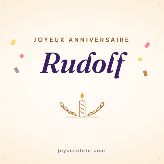 Image carrée « Joyeux anniversaire Rudolf » pour WhatsApp