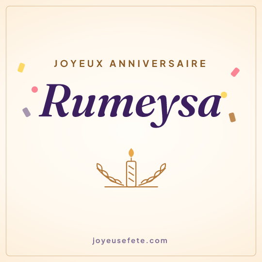 Image carrée « Joyeux anniversaire Rumeysa » pour WhatsApp