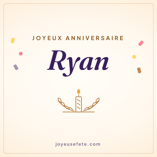 Image carrée « Joyeux anniversaire Ryan » pour WhatsApp