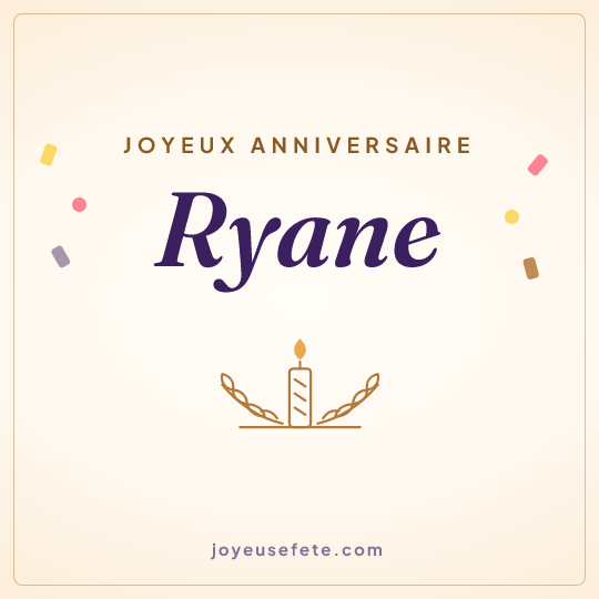 Image carrée « Joyeux anniversaire Ryane » pour WhatsApp