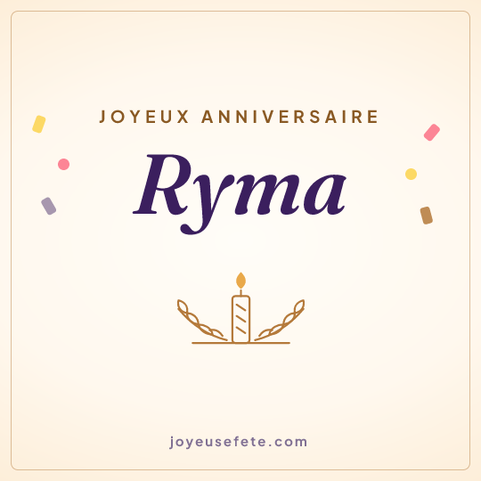 Image carrée « Joyeux anniversaire Ryma » pour WhatsApp