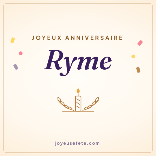 Image carrée « Joyeux anniversaire Ryme » pour WhatsApp