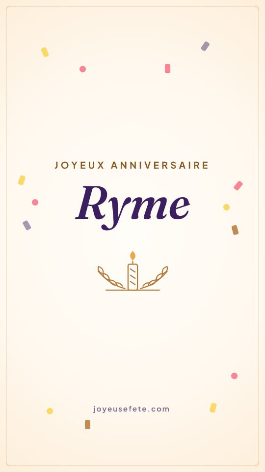 Image « Joyeux anniversaire Ryme » au format story