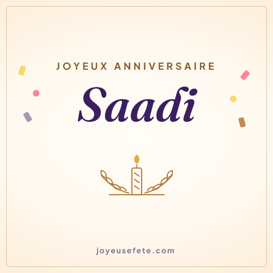 Image carrée « Joyeux anniversaire Saadi » pour WhatsApp