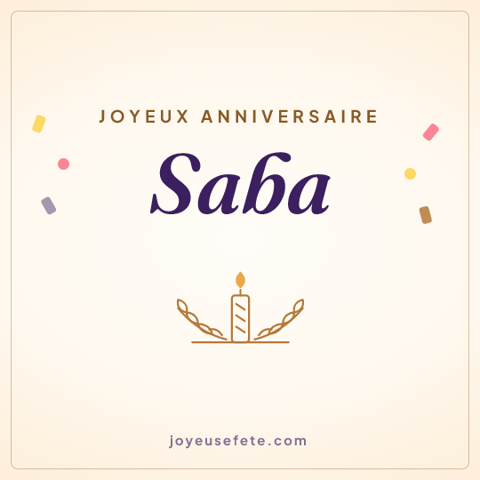 Image carrée « Joyeux anniversaire Saba » pour WhatsApp