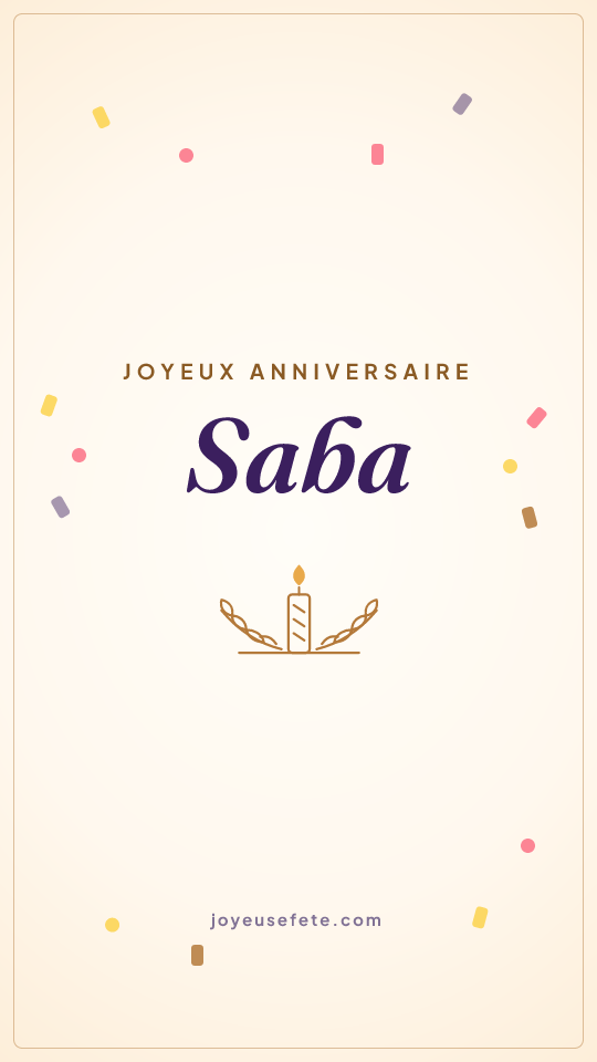 Image « Joyeux anniversaire Saba » au format story