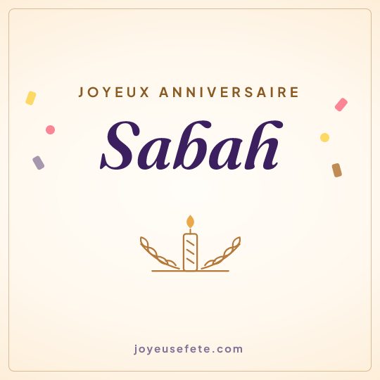 Image carrée « Joyeux anniversaire Sabah » pour WhatsApp