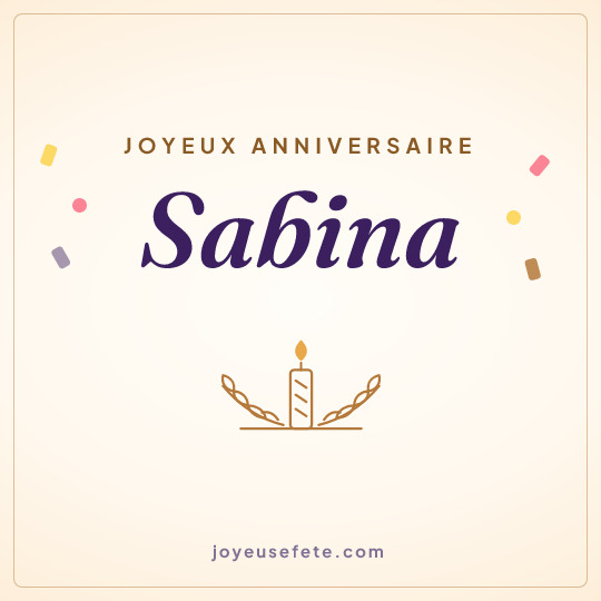 Image carrée « Joyeux anniversaire Sabina » pour WhatsApp