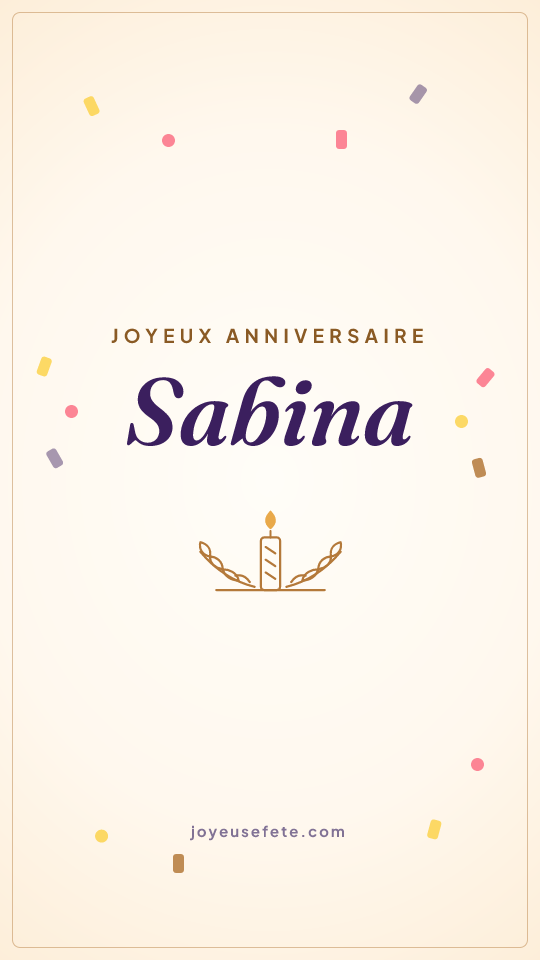 Image « Joyeux anniversaire Sabina » au format story