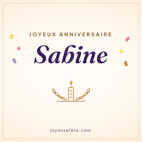 Image carrée « Joyeux anniversaire Sabine » pour WhatsApp