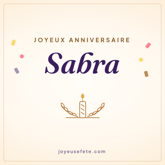 Image carrée « Joyeux anniversaire Sabra » pour WhatsApp