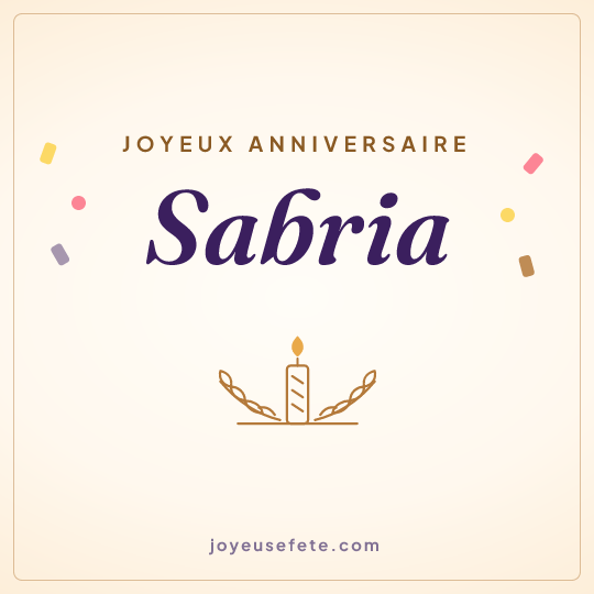 Image carrée « Joyeux anniversaire Sabria » pour WhatsApp