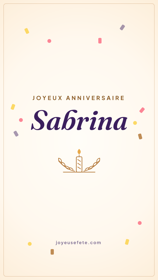 Image « Joyeux anniversaire Sabrina » au format story