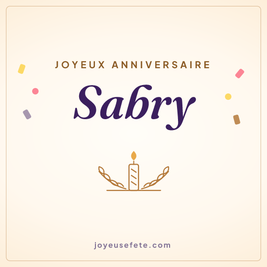 Image carrée « Joyeux anniversaire Sabry » pour WhatsApp