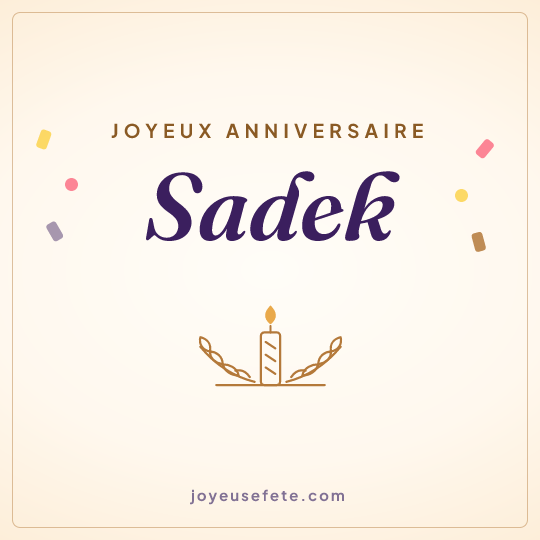 Image carrée « Joyeux anniversaire Sadek » pour WhatsApp
