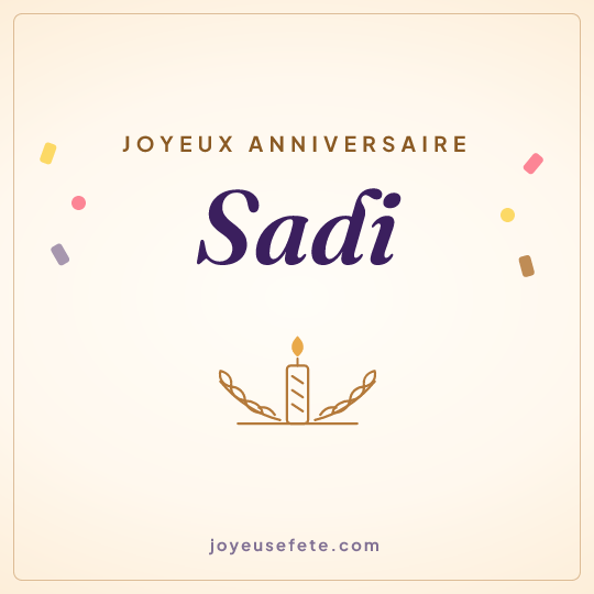 Image carrée « Joyeux anniversaire Sadi » pour WhatsApp