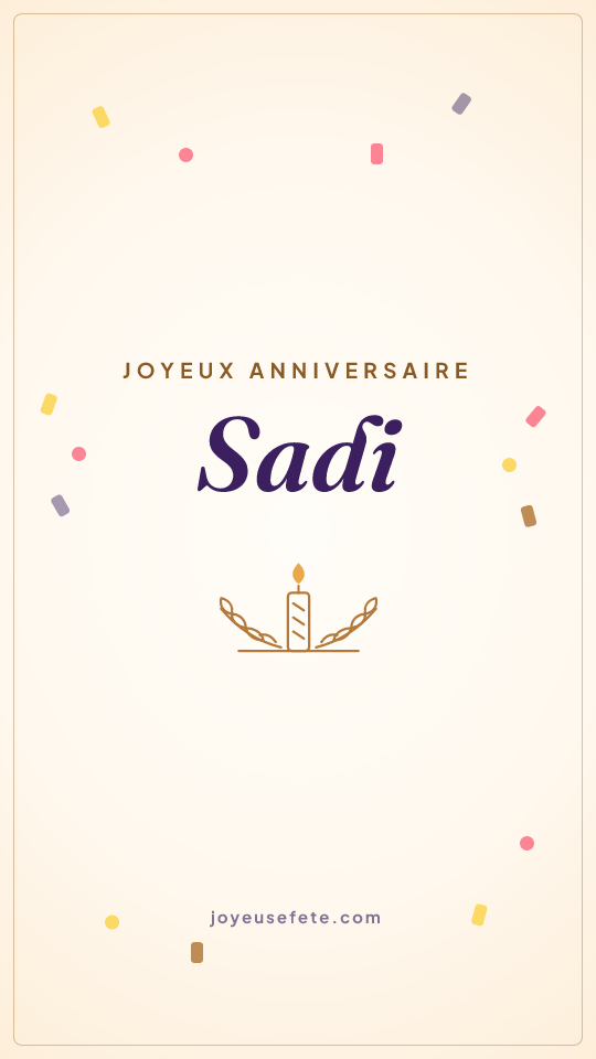 Image « Joyeux anniversaire Sadi » au format story