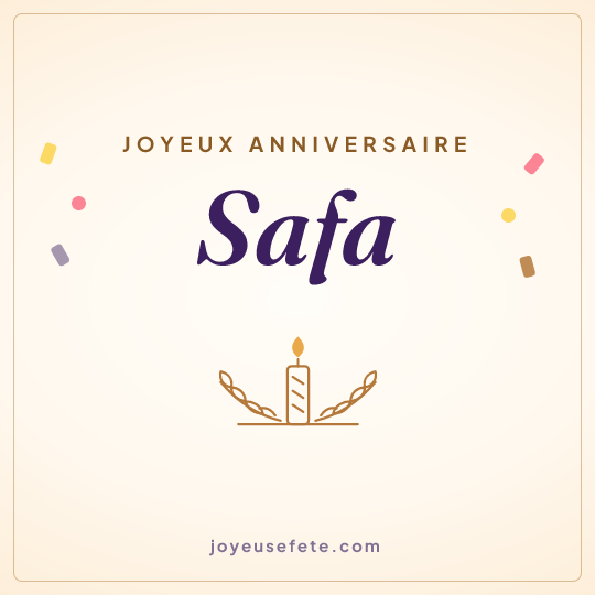 Image carrée « Joyeux anniversaire Safa » pour WhatsApp