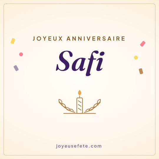 Image carrée « Joyeux anniversaire Safi » pour WhatsApp